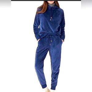 J.crew Velour hoodie and joggers sweatpants navy XS
